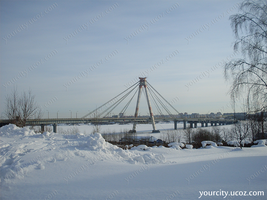 Череповец, мост Череповец, вантовый мост, Череповец зимой, мост в снегу, yourcity, Attractions Cherepovets, cable-stayed bridge 